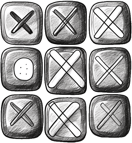 Hand-drawn tic-tac-toe game board